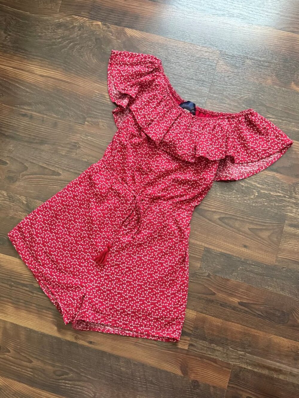 Blue Rain Ruffle Off-the-Shoulder Star Romper - Picture 2 of 9